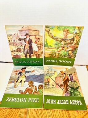 1950’s Real People Kids Paperback Books Lot(4) Daniel Boone & More Some Wear
